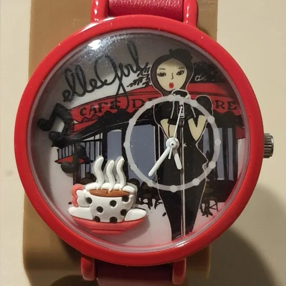 Elle Girl GW40053S01X Red Leather Women's Watch - Picture 1 of 6